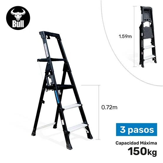 escalera aluminio portÁtil high quality 3 pasos 150kg 0