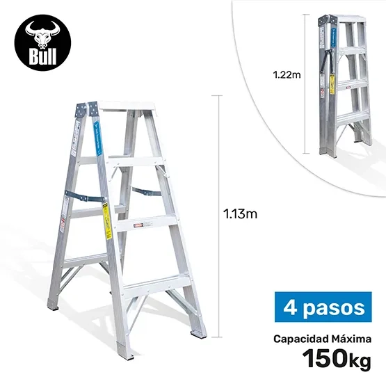 escalera aluminio tijera doble acceso 4 pasos 150kg 1